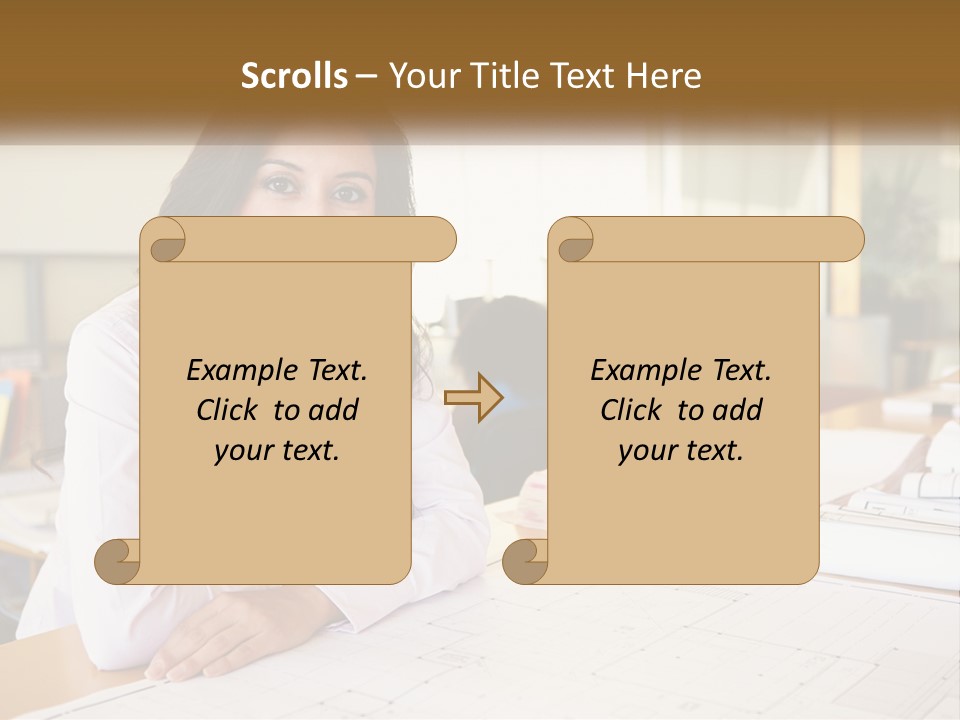 A Woman Sitting At A Desk In An Office PowerPoint Template