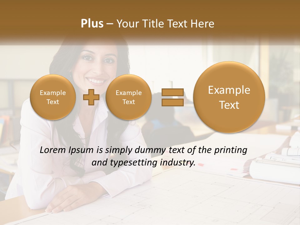 A Woman Sitting At A Desk In An Office PowerPoint Template