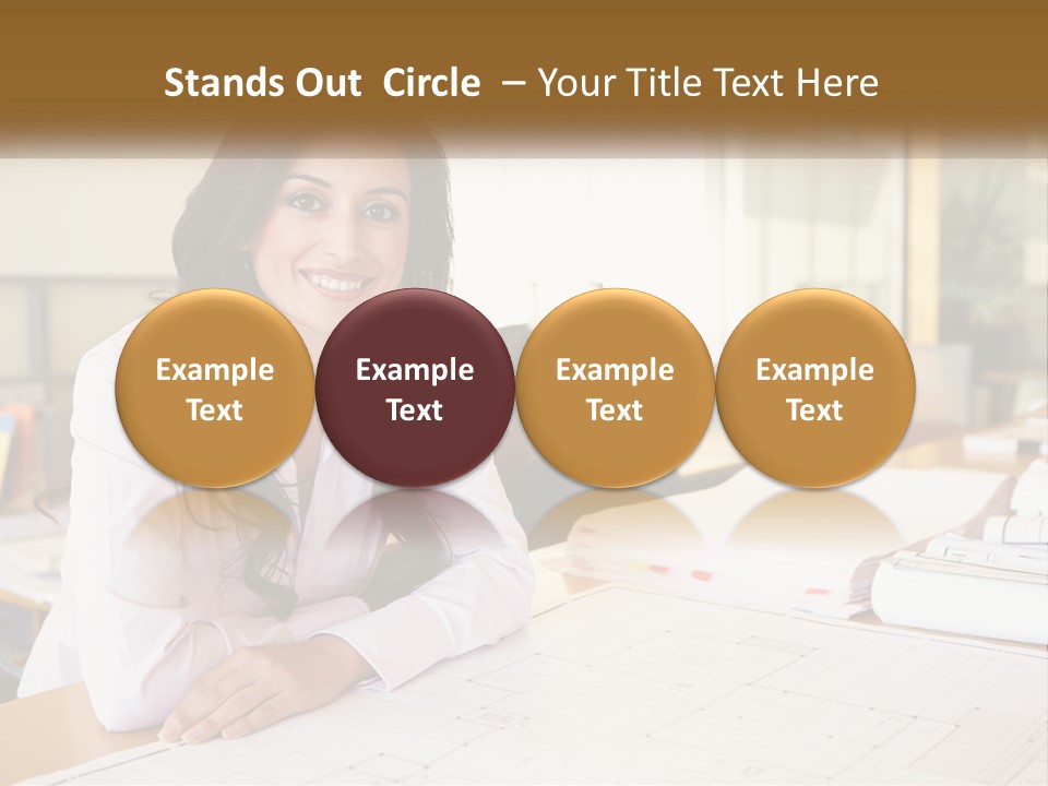 A Woman Sitting At A Desk In An Office PowerPoint Template