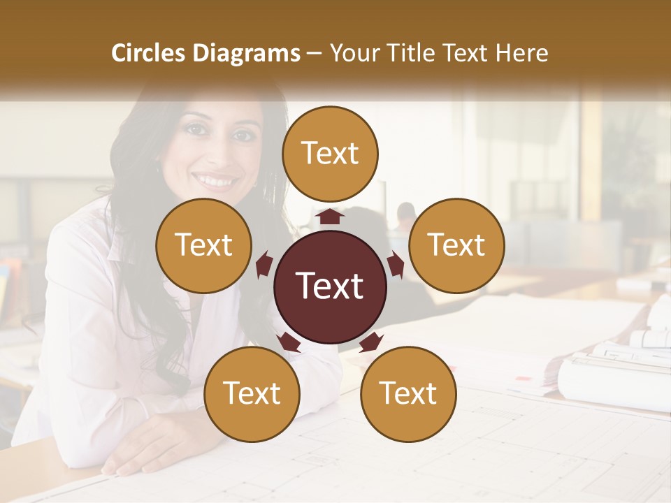 A Woman Sitting At A Desk In An Office PowerPoint Template