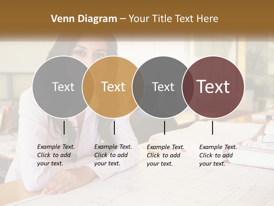 A Woman Sitting At A Desk In An Office PowerPoint Template