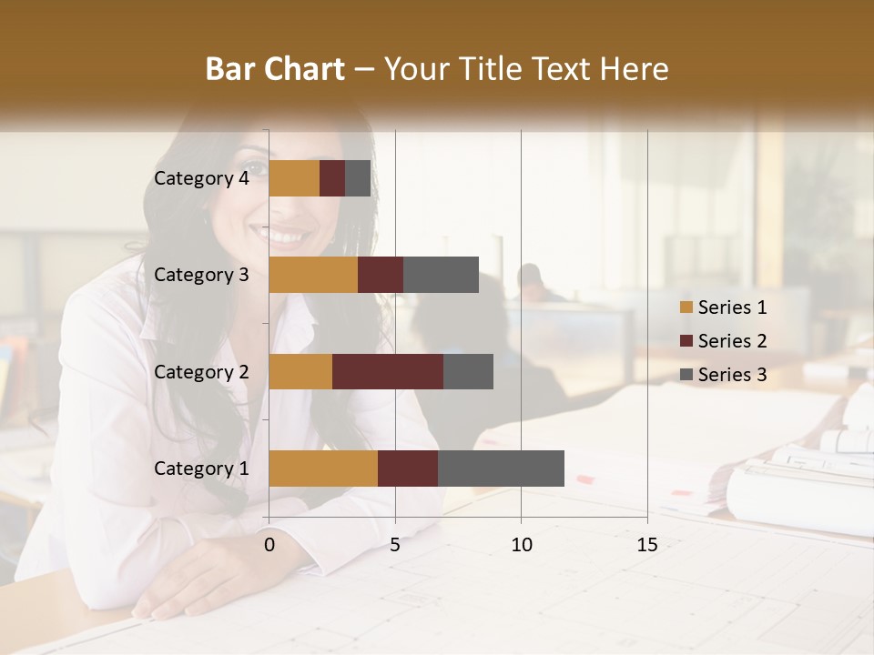 A Woman Sitting At A Desk In An Office PowerPoint Template