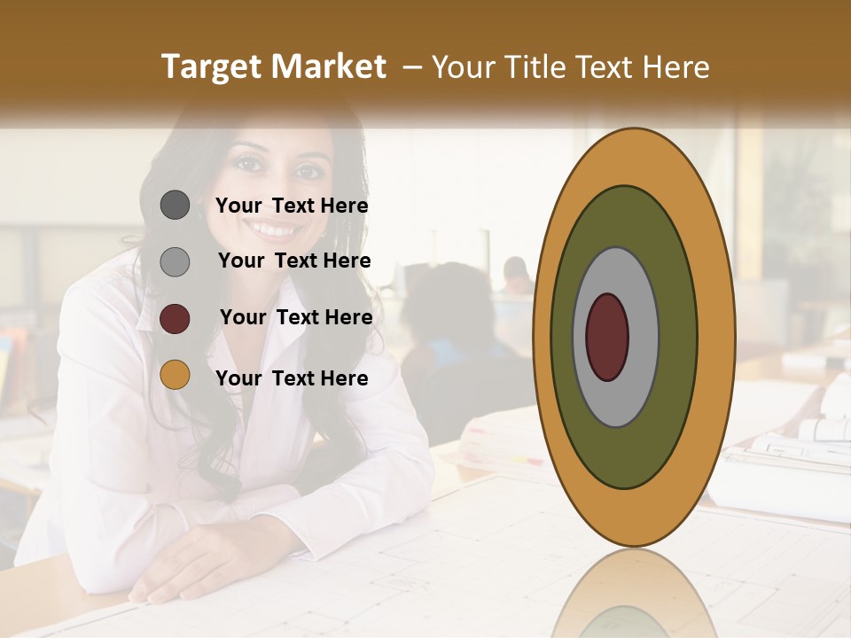 A Woman Sitting At A Desk In An Office PowerPoint Template