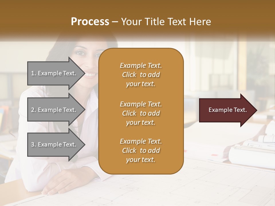 A Woman Sitting At A Desk In An Office PowerPoint Template