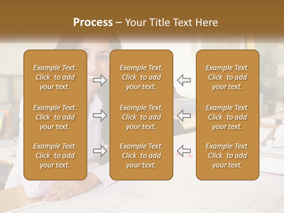A Woman Sitting At A Desk In An Office PowerPoint Template