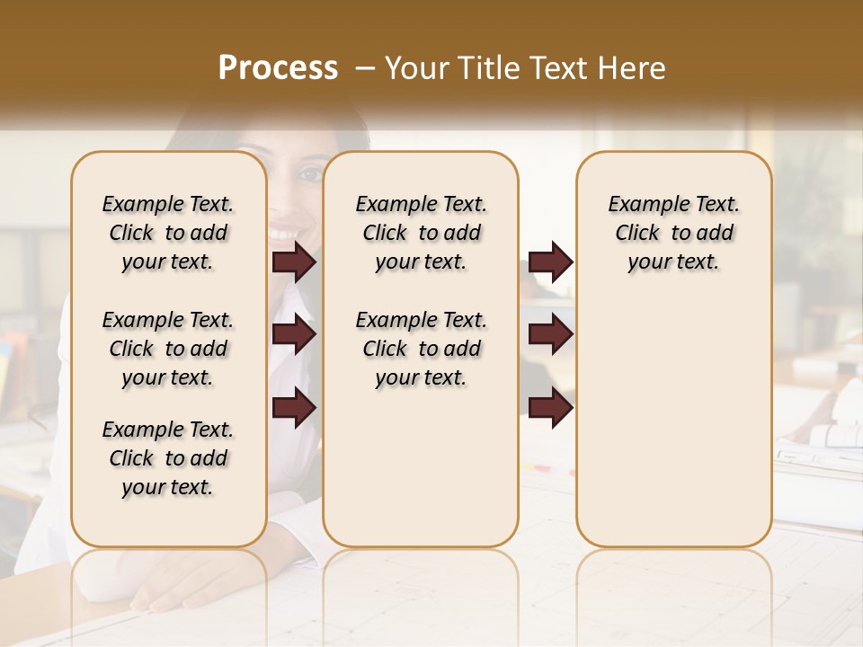 A Woman Sitting At A Desk In An Office PowerPoint Template