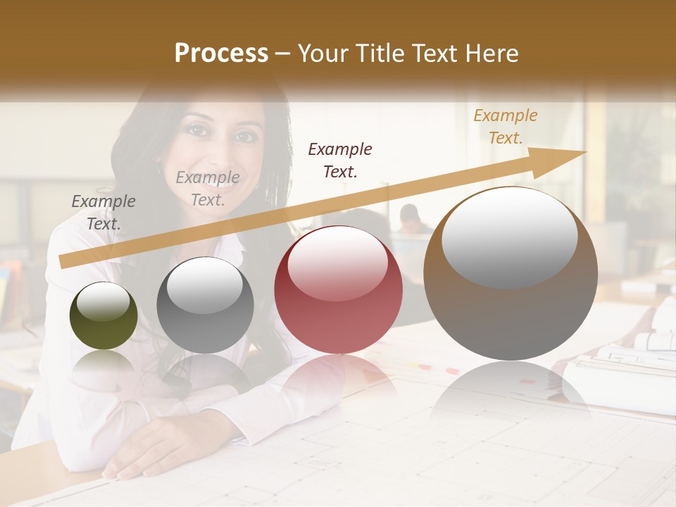 A Woman Sitting At A Desk In An Office PowerPoint Template