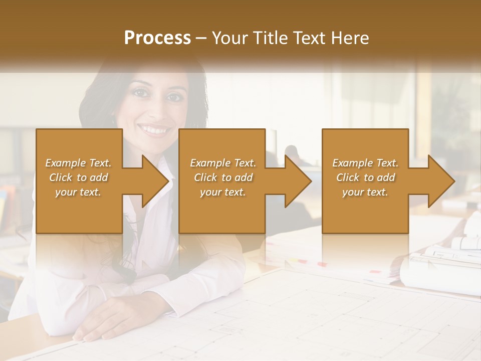 A Woman Sitting At A Desk In An Office PowerPoint Template