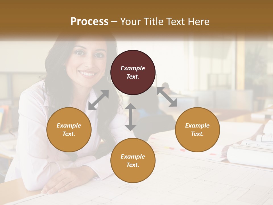 A Woman Sitting At A Desk In An Office PowerPoint Template