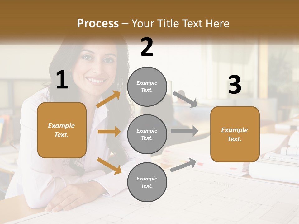 A Woman Sitting At A Desk In An Office PowerPoint Template