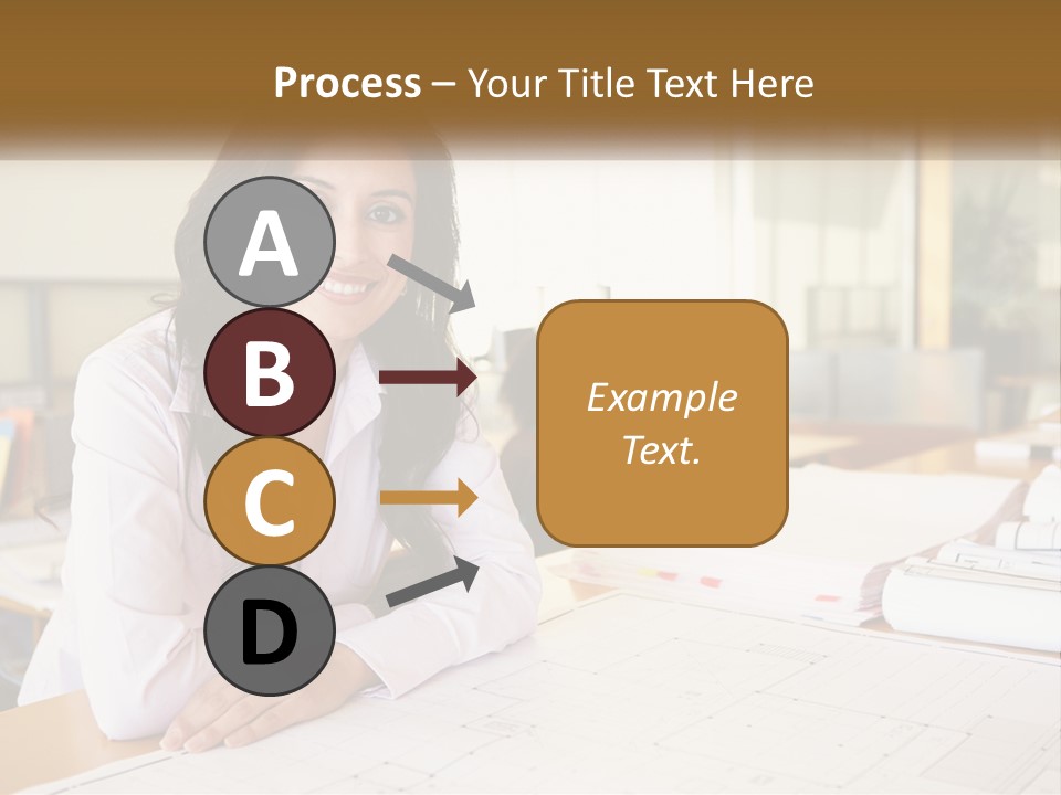 A Woman Sitting At A Desk In An Office PowerPoint Template