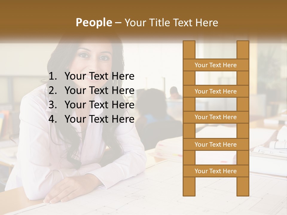 A Woman Sitting At A Desk In An Office PowerPoint Template