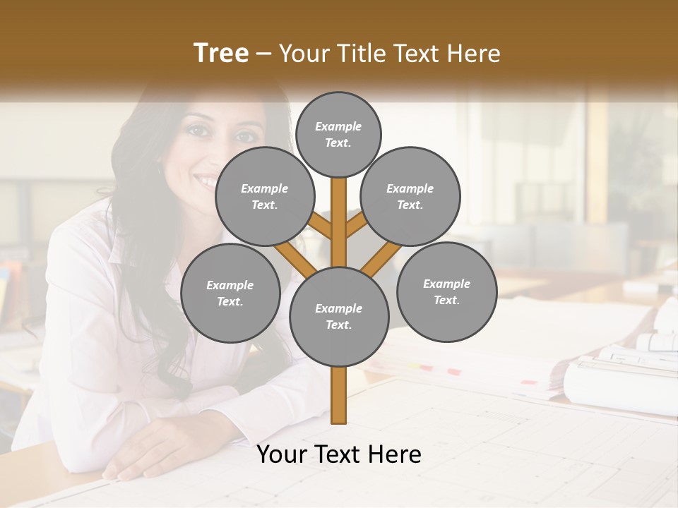 A Woman Sitting At A Desk In An Office PowerPoint Template