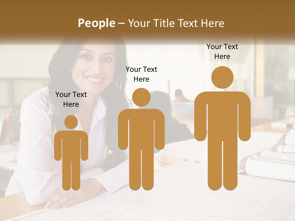 A Woman Sitting At A Desk In An Office PowerPoint Template