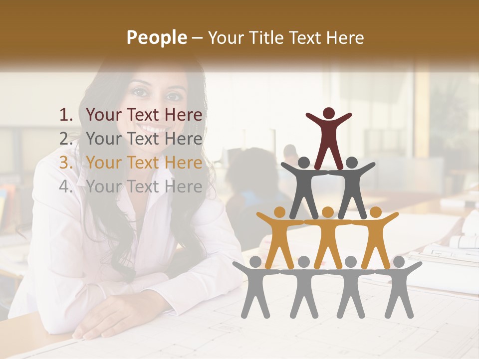 A Woman Sitting At A Desk In An Office PowerPoint Template