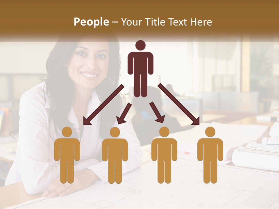 A Woman Sitting At A Desk In An Office PowerPoint Template