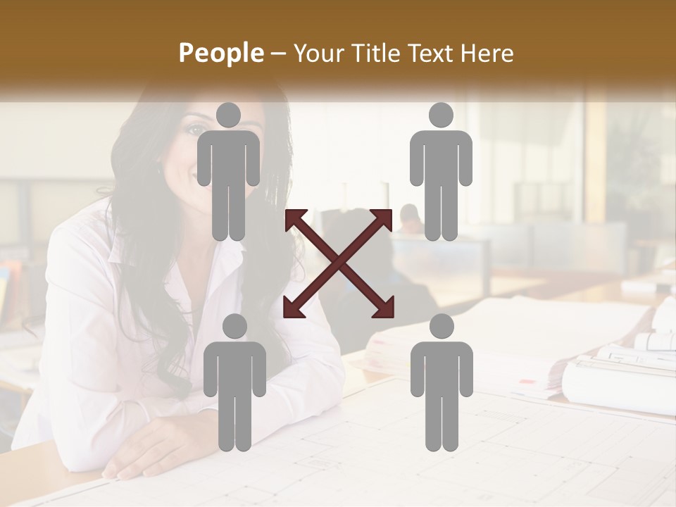 A Woman Sitting At A Desk In An Office PowerPoint Template