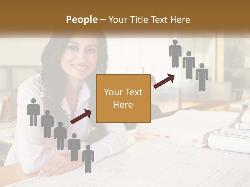 A Woman Sitting At A Desk In An Office PowerPoint Template