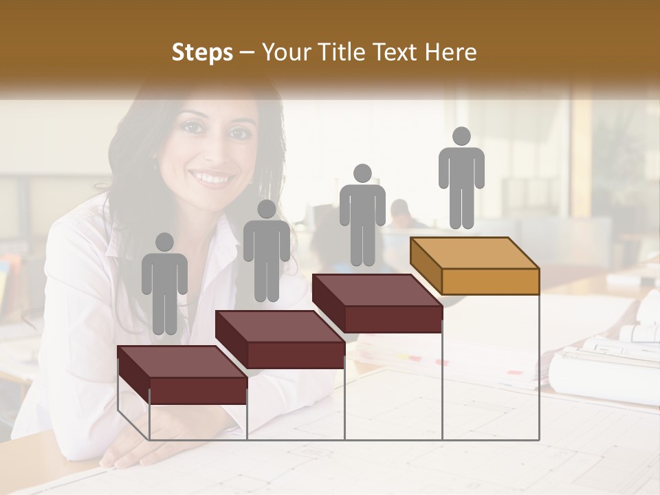 A Woman Sitting At A Desk In An Office PowerPoint Template