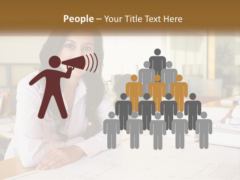 A Woman Sitting At A Desk In An Office PowerPoint Template