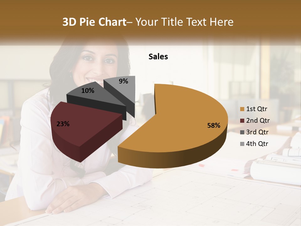 A Woman Sitting At A Desk In An Office PowerPoint Template