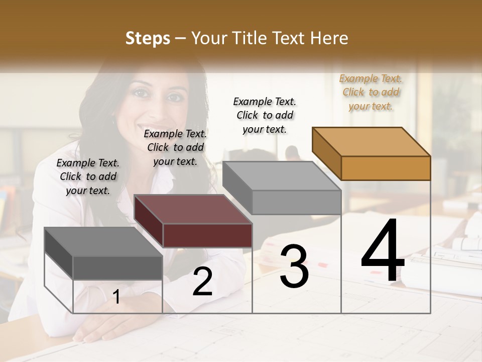 A Woman Sitting At A Desk In An Office PowerPoint Template