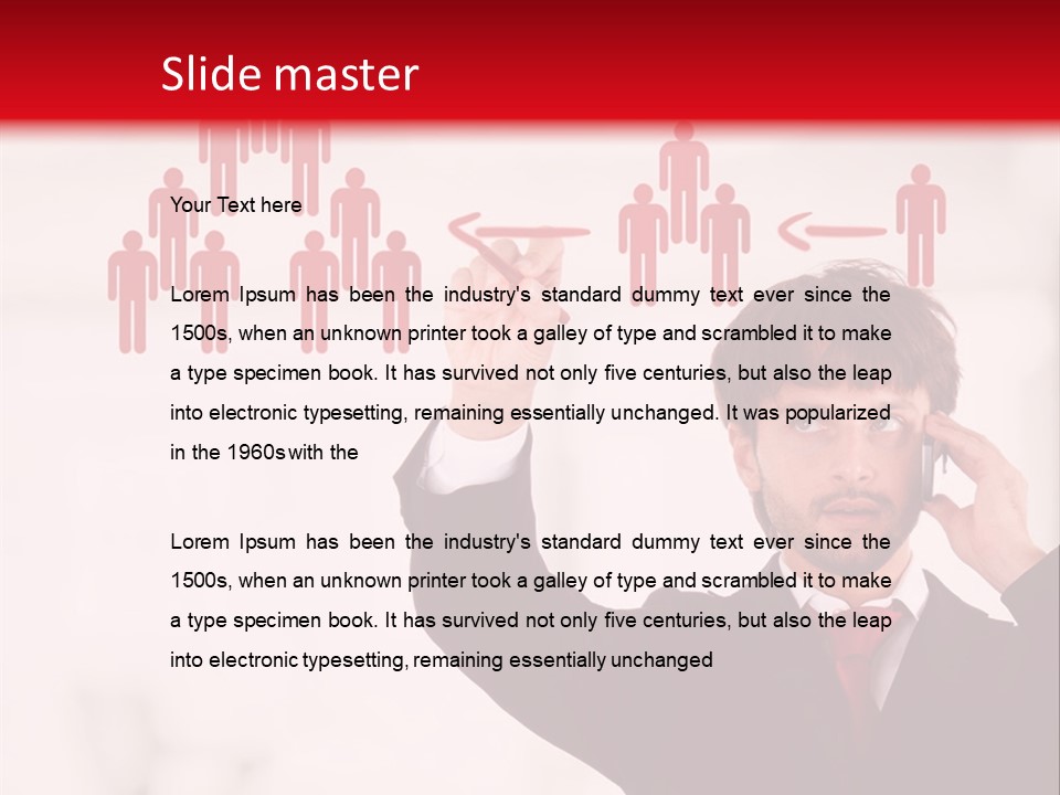 A Man In A Suit Holding A Cell Phone To His Ear PowerPoint Template