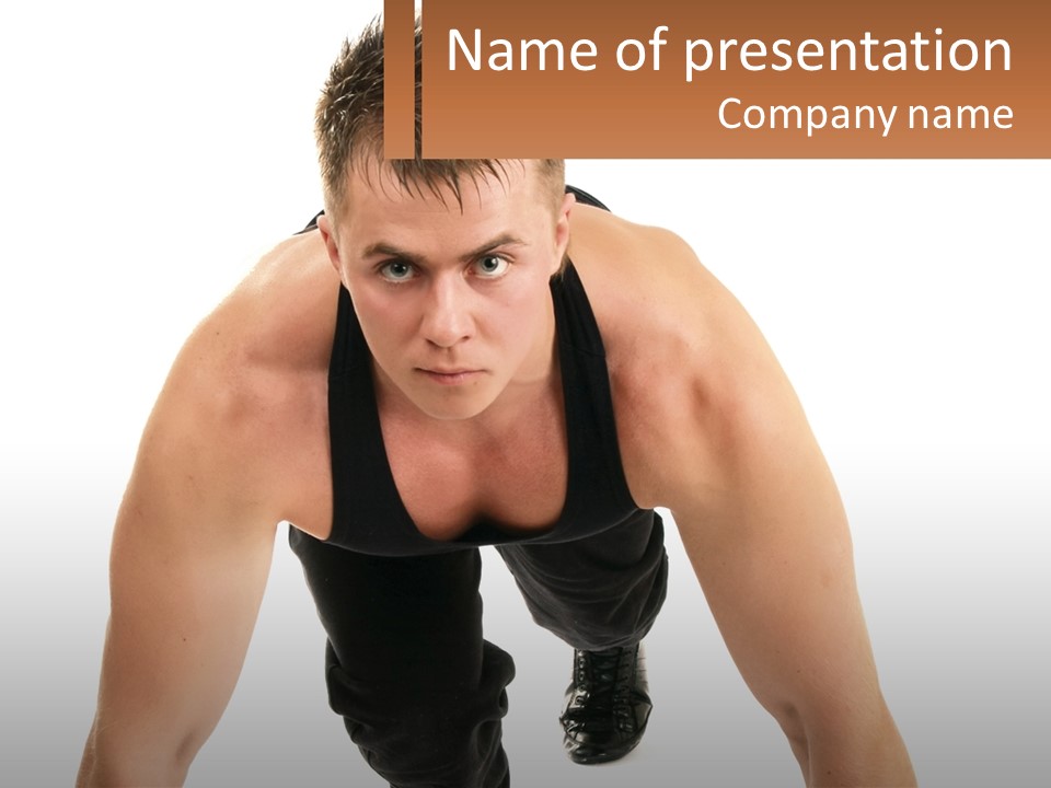 A Man Is Doing A Push Up With His Hands On His Hips PowerPoint Template