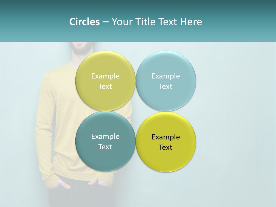 A Man Standing In Front Of A Blue Wall With His Hands In His Pockets PowerPoint Template