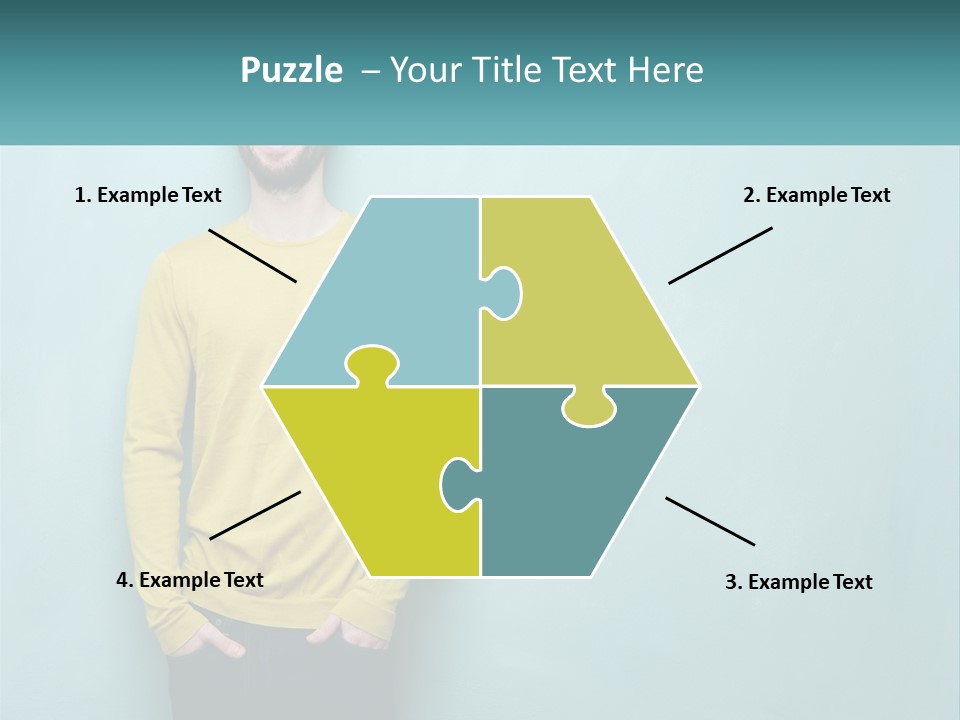 A Man Standing In Front Of A Blue Wall With His Hands In His Pockets PowerPoint Template