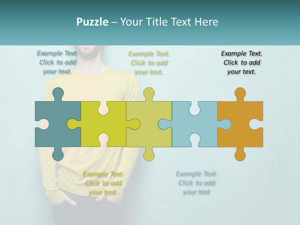 A Man Standing In Front Of A Blue Wall With His Hands In His Pockets PowerPoint Template