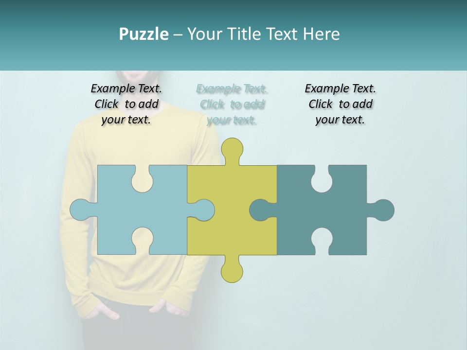 A Man Standing In Front Of A Blue Wall With His Hands In His Pockets PowerPoint Template