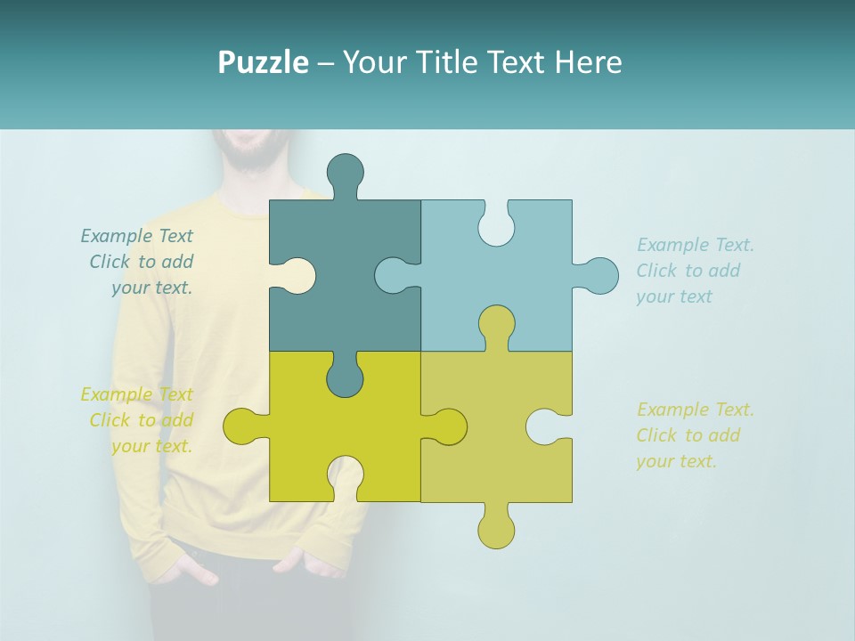 A Man Standing In Front Of A Blue Wall With His Hands In His Pockets PowerPoint Template