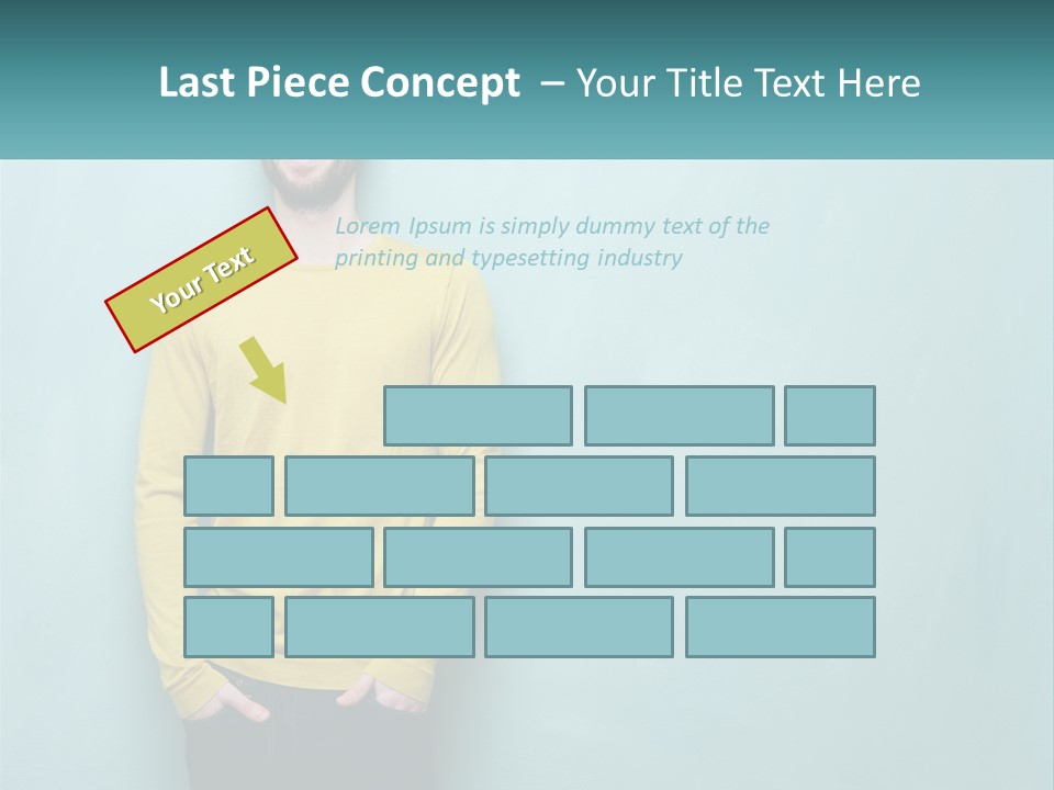 A Man Standing In Front Of A Blue Wall With His Hands In His Pockets PowerPoint Template