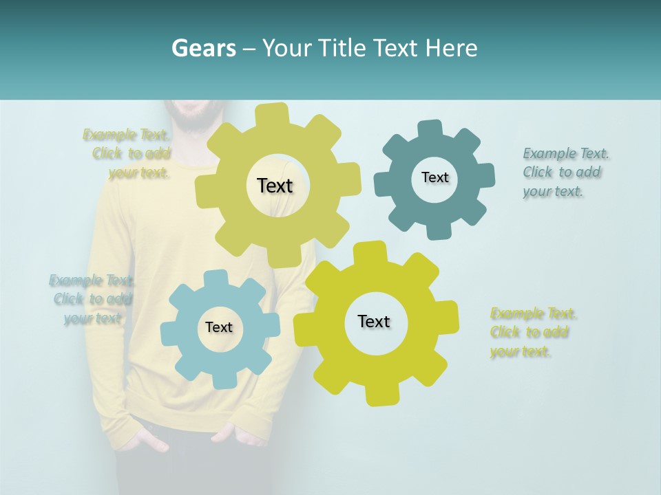 A Man Standing In Front Of A Blue Wall With His Hands In His Pockets PowerPoint Template