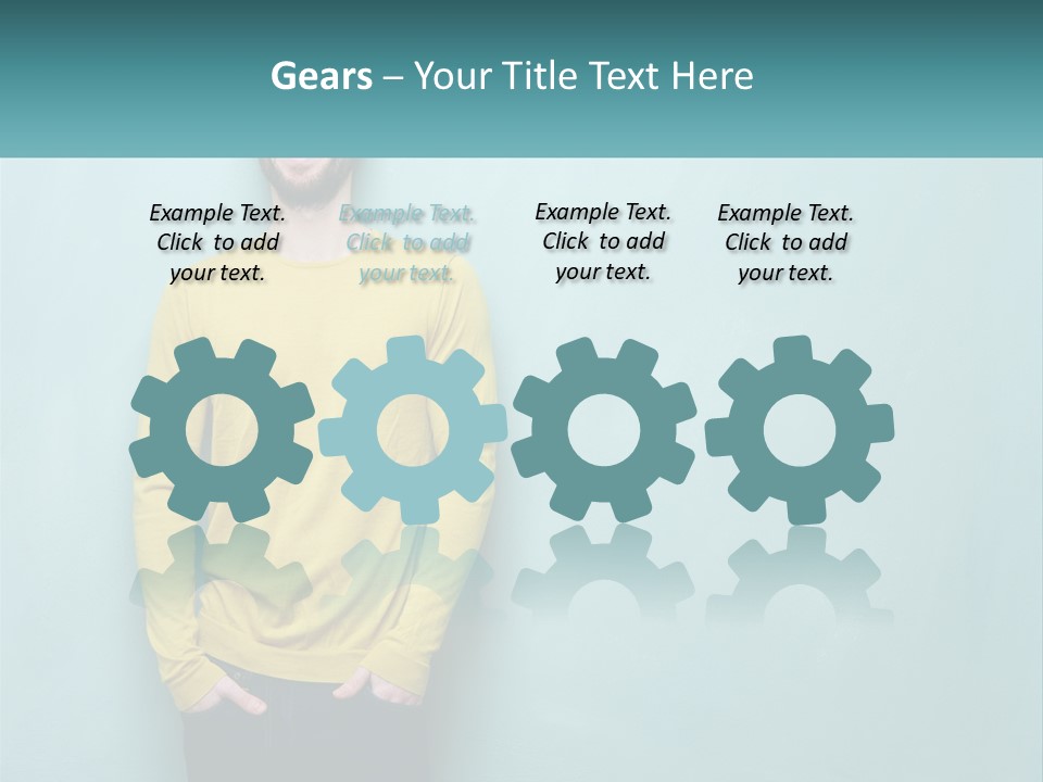 A Man Standing In Front Of A Blue Wall With His Hands In His Pockets PowerPoint Template