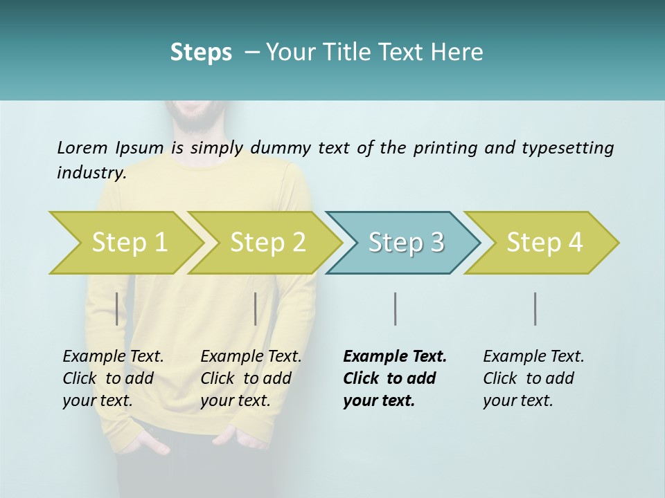 A Man Standing In Front Of A Blue Wall With His Hands In His Pockets PowerPoint Template
