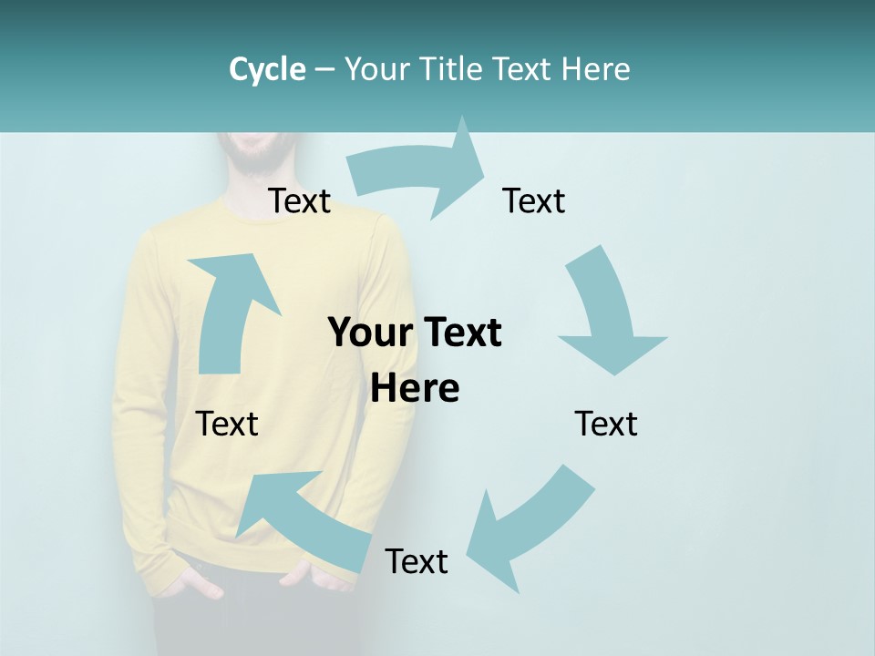 A Man Standing In Front Of A Blue Wall With His Hands In His Pockets PowerPoint Template