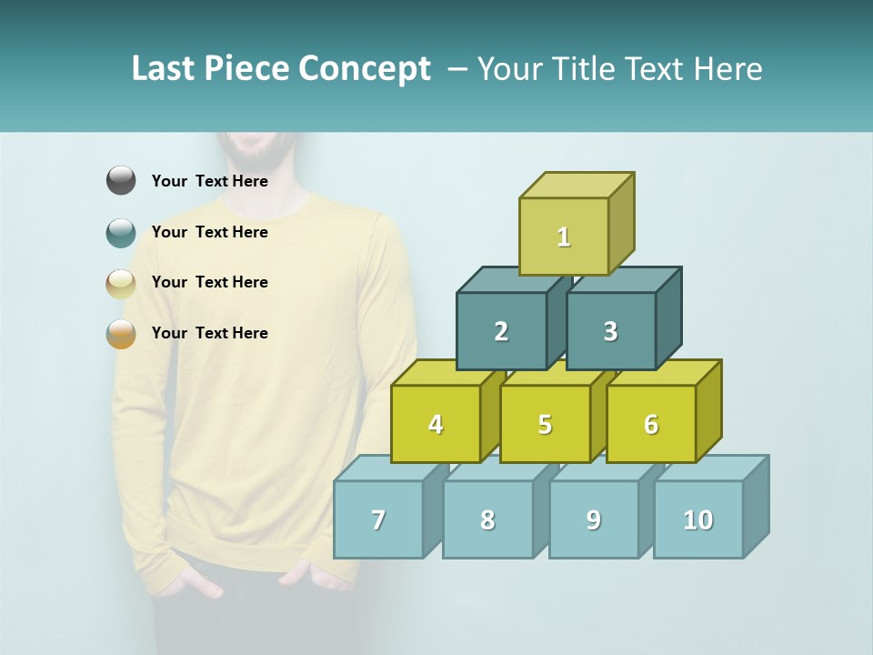 A Man Standing In Front Of A Blue Wall With His Hands In His Pockets PowerPoint Template