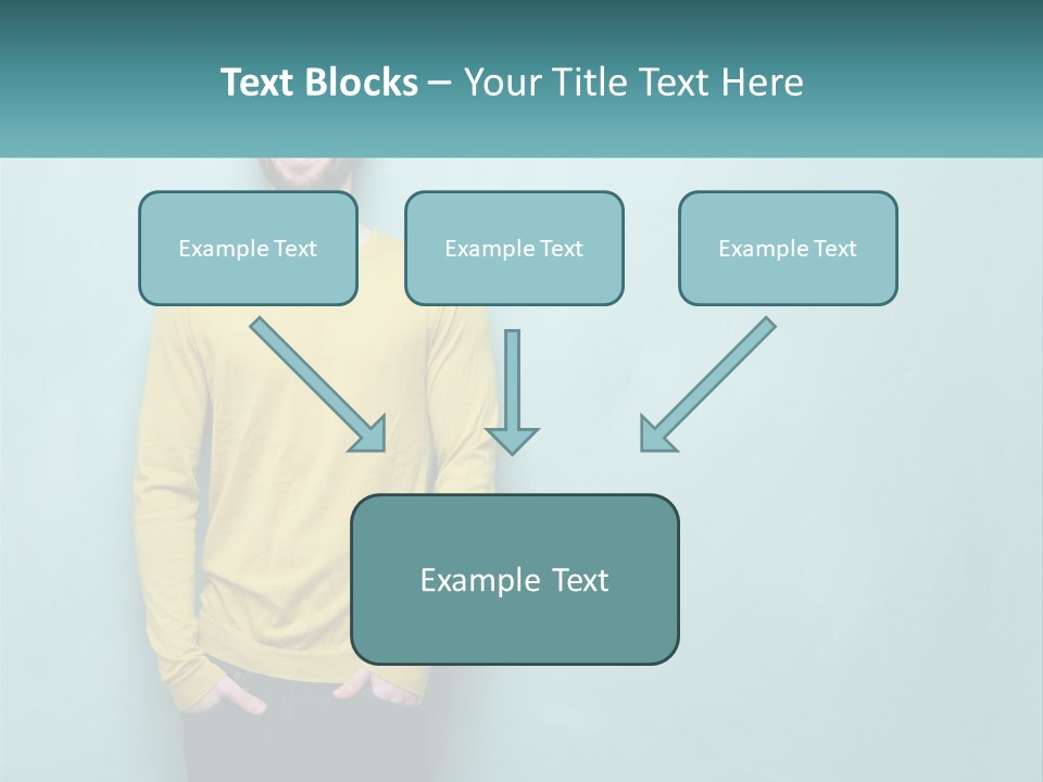 A Man Standing In Front Of A Blue Wall With His Hands In His Pockets PowerPoint Template
