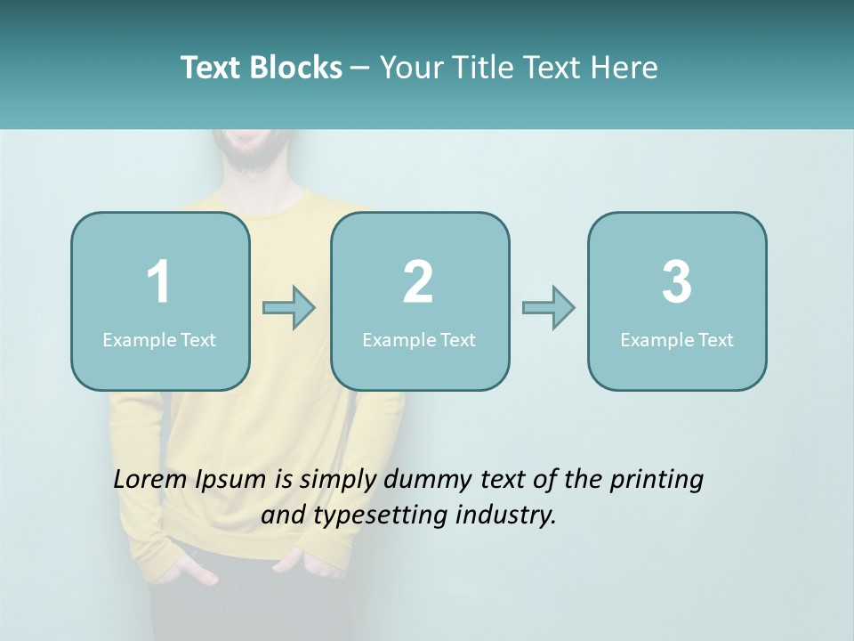 A Man Standing In Front Of A Blue Wall With His Hands In His Pockets PowerPoint Template