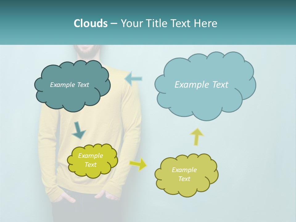 A Man Standing In Front Of A Blue Wall With His Hands In His Pockets PowerPoint Template