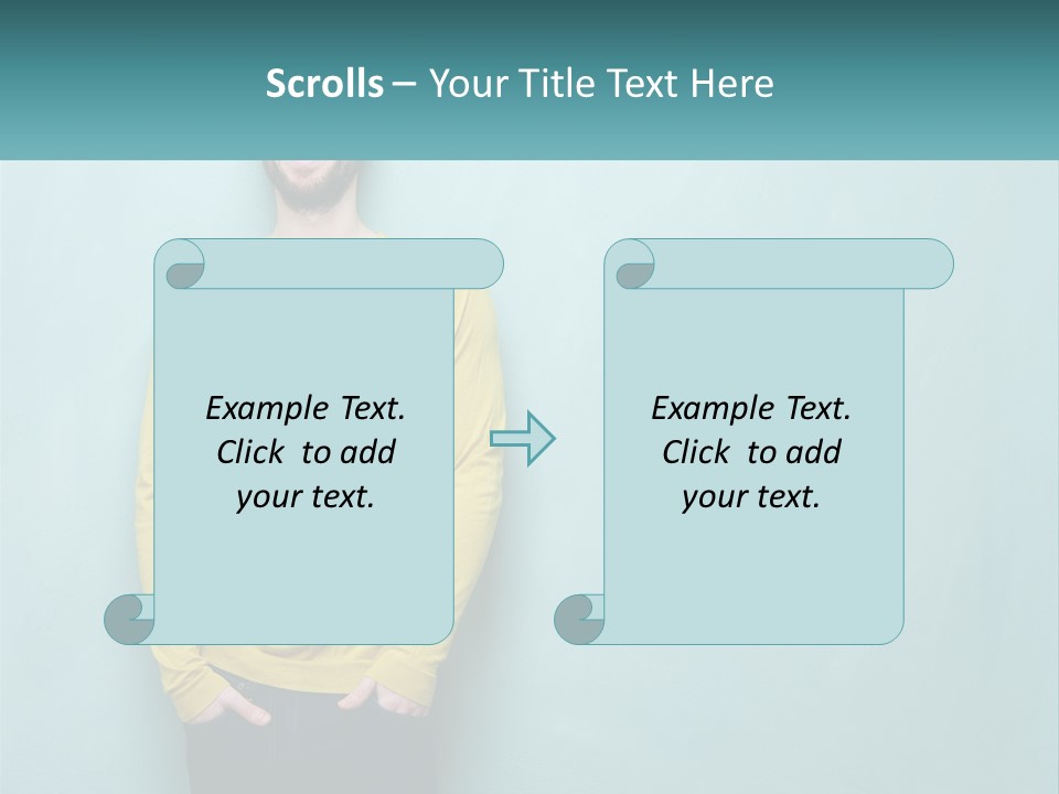 A Man Standing In Front Of A Blue Wall With His Hands In His Pockets PowerPoint Template