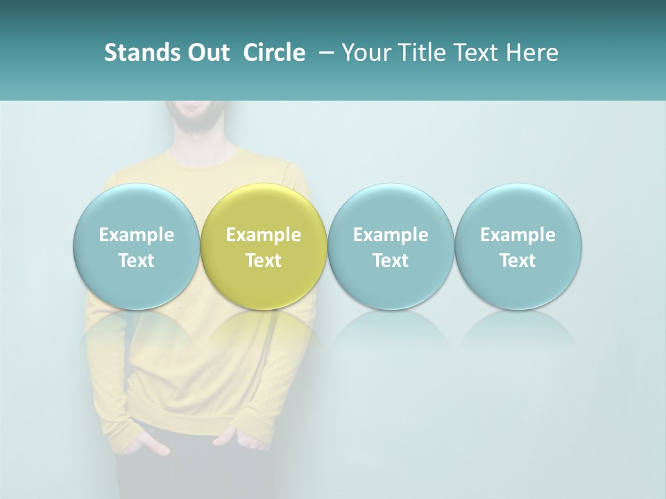 A Man Standing In Front Of A Blue Wall With His Hands In His Pockets PowerPoint Template