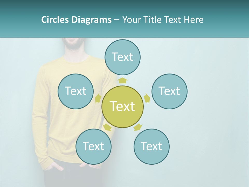 A Man Standing In Front Of A Blue Wall With His Hands In His Pockets PowerPoint Template