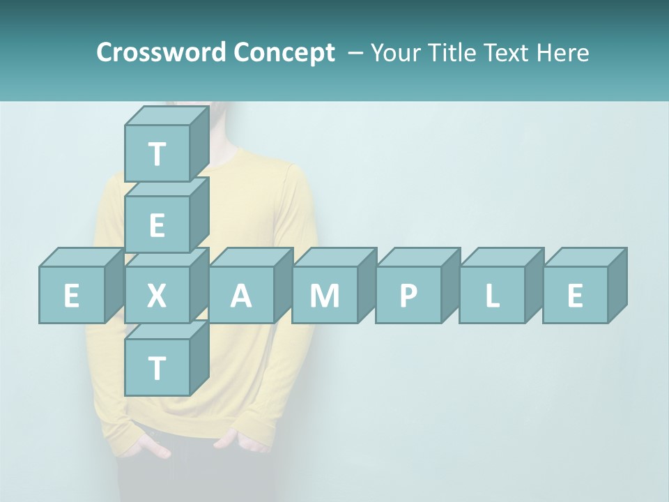 A Man Standing In Front Of A Blue Wall With His Hands In His Pockets PowerPoint Template