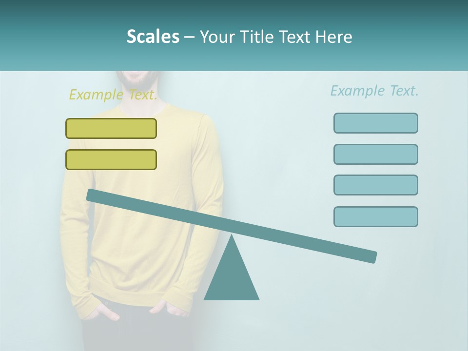 A Man Standing In Front Of A Blue Wall With His Hands In His Pockets PowerPoint Template