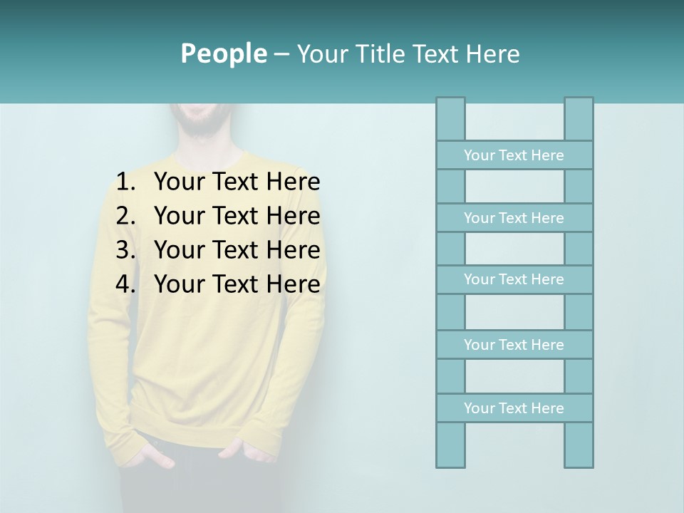 A Man Standing In Front Of A Blue Wall With His Hands In His Pockets PowerPoint Template