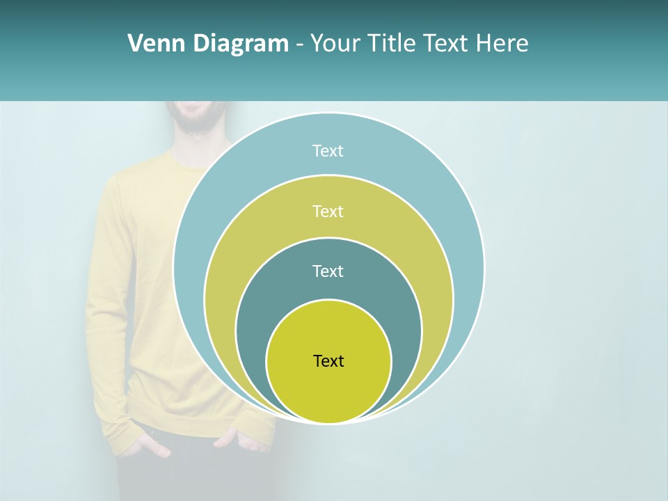 A Man Standing In Front Of A Blue Wall With His Hands In His Pockets PowerPoint Template