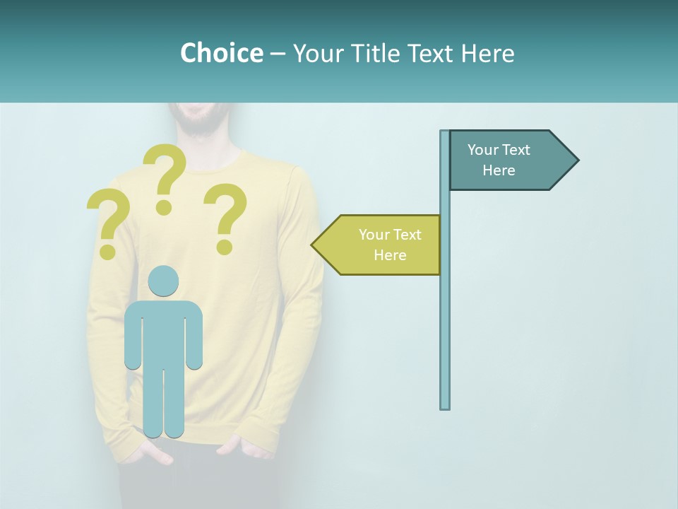 A Man Standing In Front Of A Blue Wall With His Hands In His Pockets PowerPoint Template